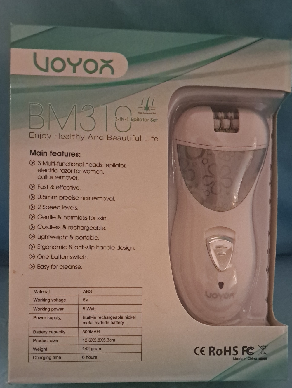 VOYOR BM310 3-in-1 White Epilator Set for Women